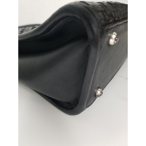 Brighton briefcase Shoulder bag black woven leather Croc embossed turn lock - Picture 10 of 12